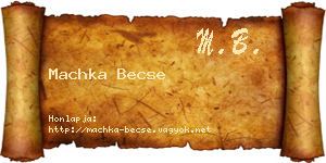 Machka Becse névjegykártya